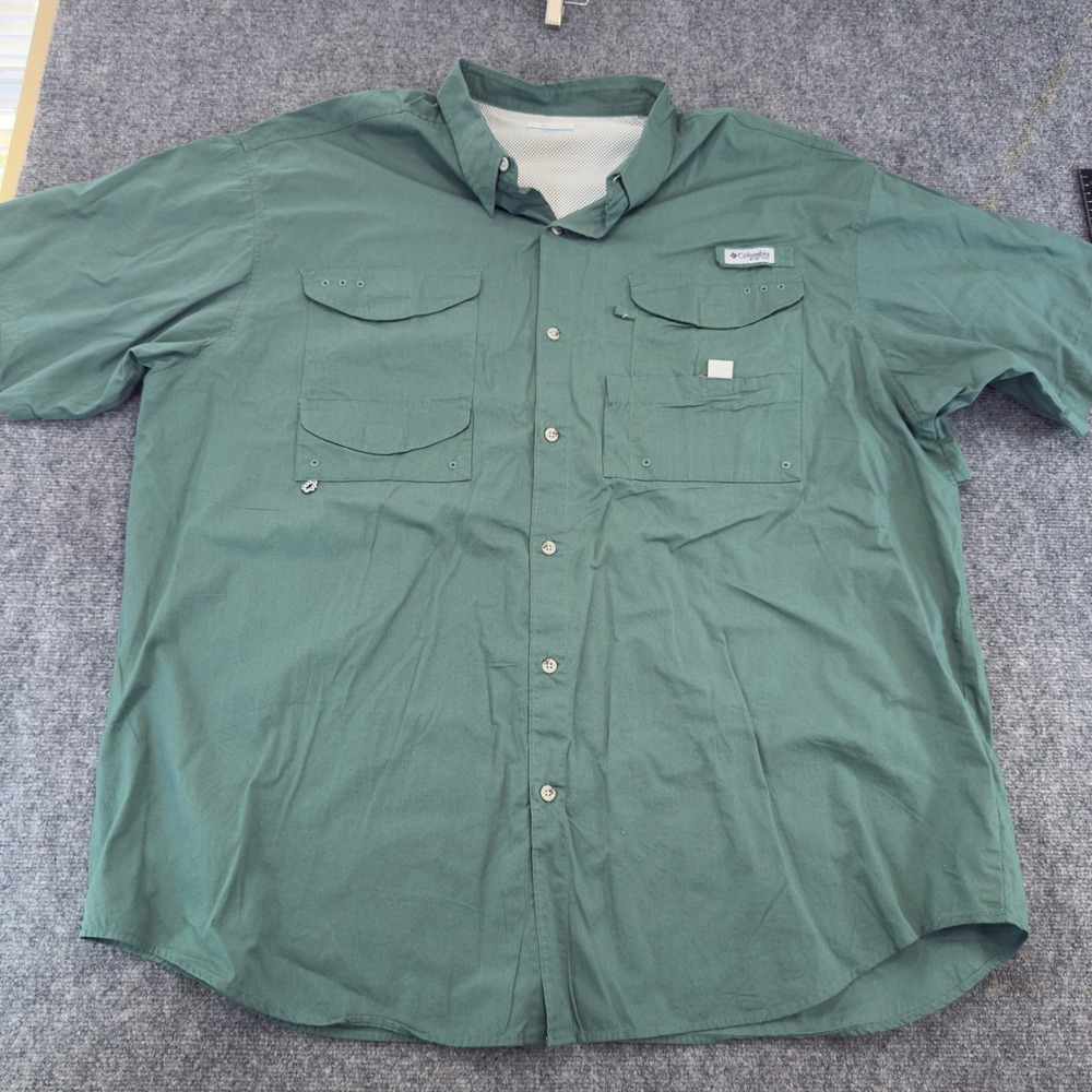 Columbia PFG Bahama II Short Sleeve Fishing Shirt Green Size 3XT